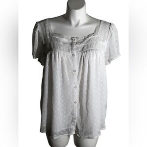 Torrid white lace trim chiffon summer blouse Sz 2X (2)